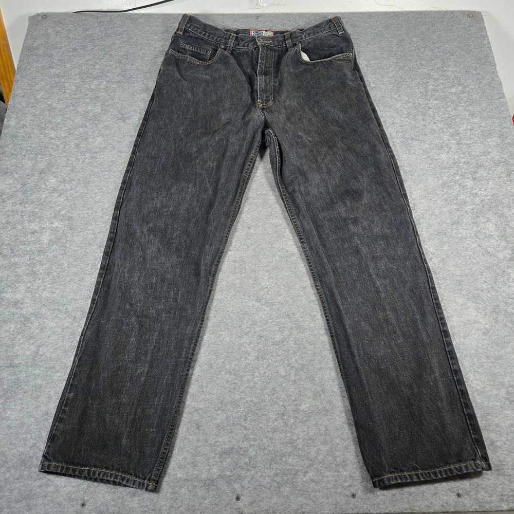 Vintage Y2k Old Navy Mens Black Landmark Straight Leg Jeans 38x32